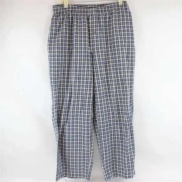Perry Ellis Men's Blue and Gray Plaid Pajama Pants Size L