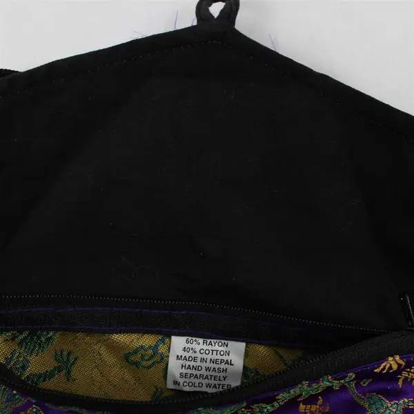 Small Purple Crossbody Bag Gold Dragon Brocade Flap Closure