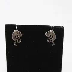 Silver-Tone Kokopelli Southwestern-Style Stud Earrings