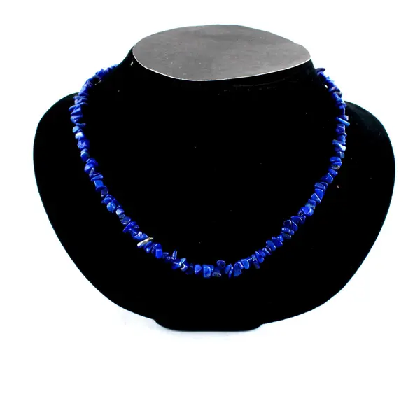 Vintage Lapis Lazuli Chip Beaded Necklace 17"