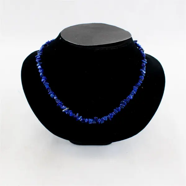 Vintage Lapis Lazuli Chip Beaded Necklace 17"