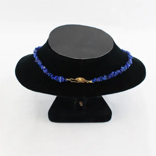 Vintage Lapis Lazuli Chip Beaded Necklace 17"