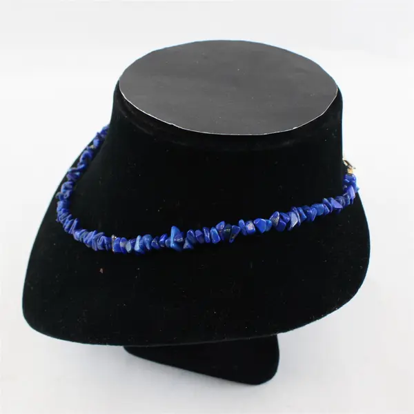 Vintage Lapis Lazuli Chip Beaded Necklace 17"