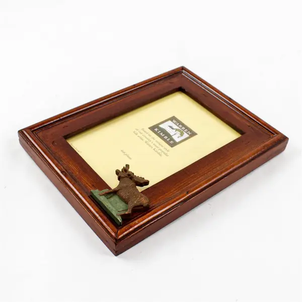 FETCO Brown Wooden Moose Tabletop Picture Frame 4x6