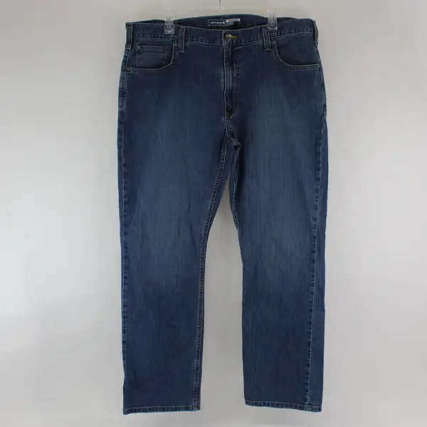 Carhartt Mens 40x32 Blue Relaxed Fit Straight Leg Denim Jeans Rugged Flex