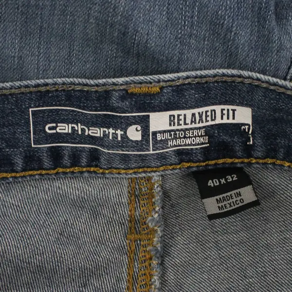 Carhartt Mens 40x32 Blue Relaxed Fit Straight Leg Denim Jeans Rugged Flex