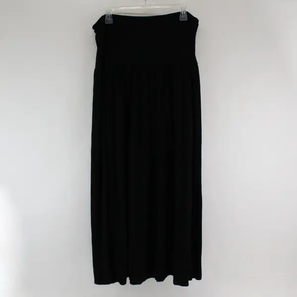 Simlu Women's Plus Size 2XL Black Maxi Skirt w/Pockets