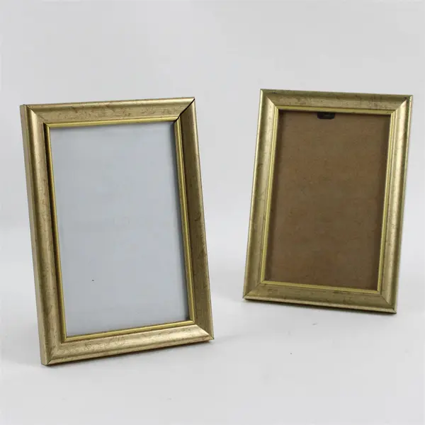 Lot of 2 Gold Finish MDF Tabletop Picture Frames 4"x6"