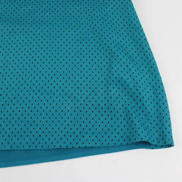 Worthington Black Polka Dot Teal Lace Detail Short-Sleeved Top Women's 1X