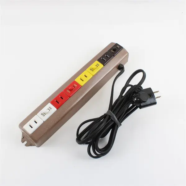 Vintage 4 Outlet Power Strip with Separate On/Off Switches Metal