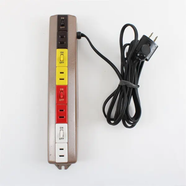 Vintage 4 Outlet Power Strip with Separate On/Off Switches Metal