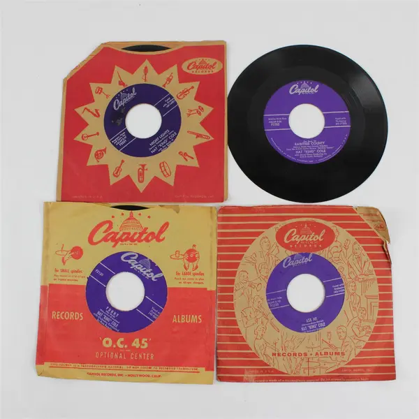 Lot of 4 Nat King Cole Capitol 7" 45 RPM Vinyl Records w/ Sleeves
