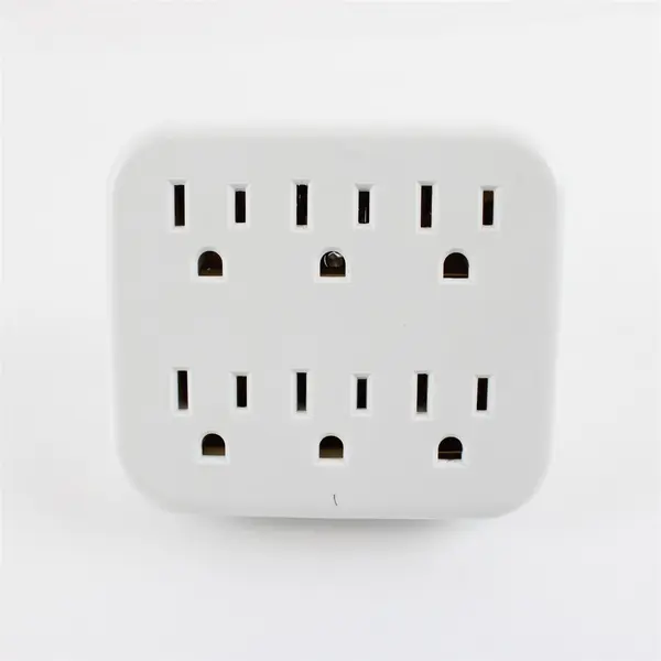 White 6-Outlet Grounded Wall Adapter