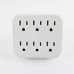 White 6-Outlet Grounded Wall Adapter