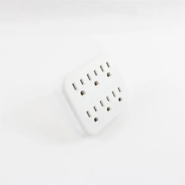 White 6-Outlet Grounded Wall Adapter