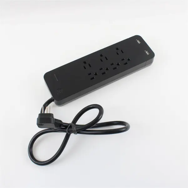 GE Black Surge Protector Power Strip 7 Outlet 2 USB-A Charging Ports