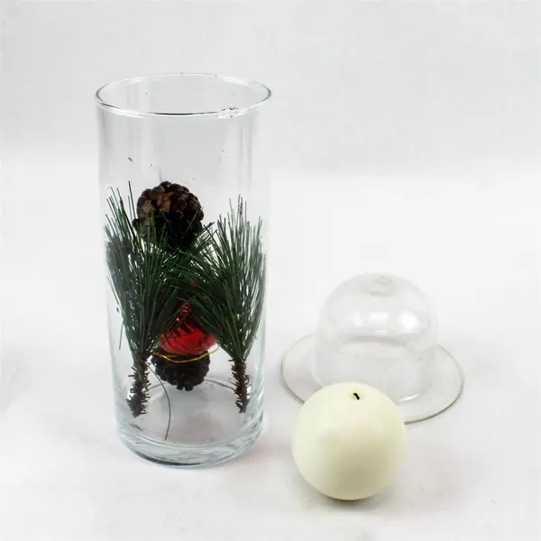 Linen N Things Holiday Collection 3 Filled Glass Candle Holders W/ Ball Candles