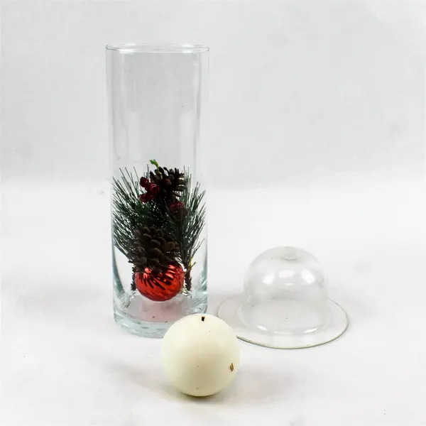 Linen N Things Holiday Collection 3 Filled Glass Candle Holders W/ Ball Candles