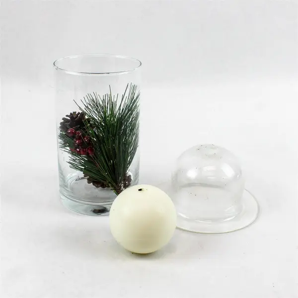 Linen N Things Holiday Collection 3 Filled Glass Candle Holders W/ Ball Candles