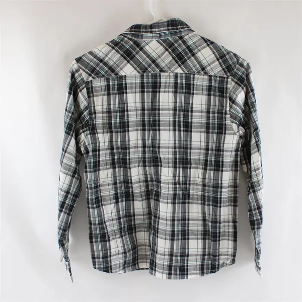 Jack Boys M Medium Plaid Flannel Button Up Shirt Gray White