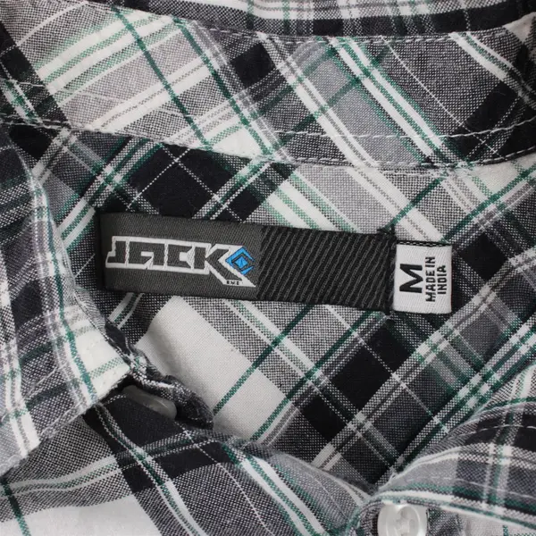 Jack Boys M Medium Plaid Flannel Button Up Shirt Gray White