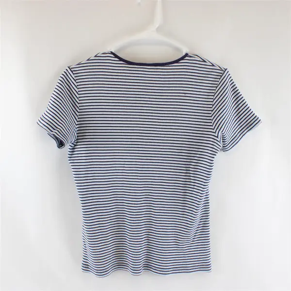 Genuine Sonoma Jean Company Blue and White Striped Short Sleeve Top Women's S