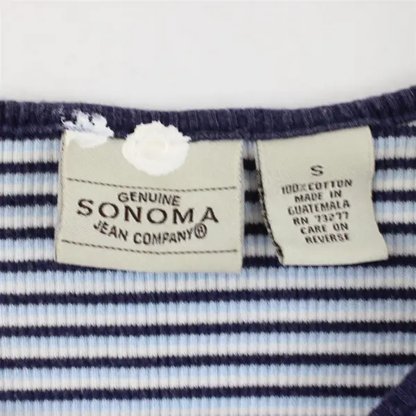 Genuine Sonoma Jean Company Blue and White Striped Short Sleeve Top Women's S