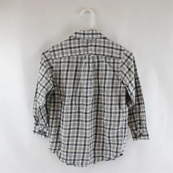 Children's Place Youth M White and Gray Button-Up Long Sleeve Shirt