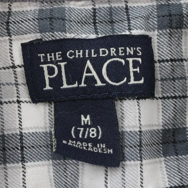 Children's Place Youth M White and Gray Button-Up Long Sleeve Shirt