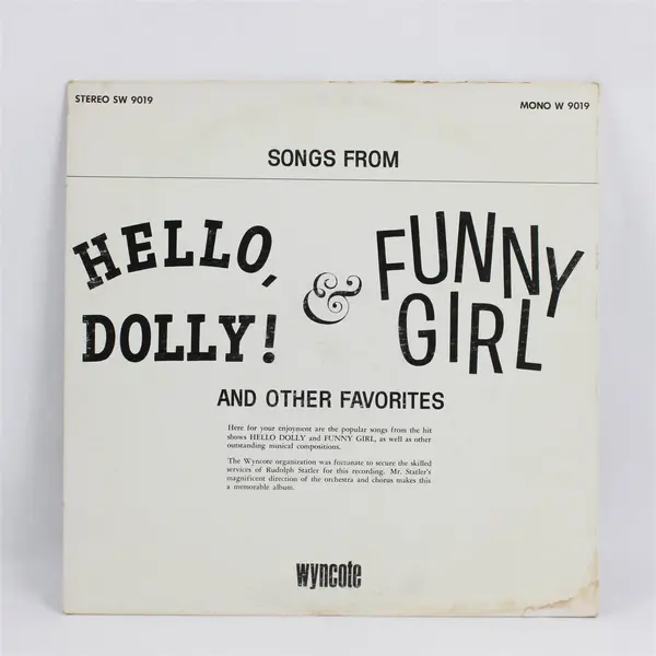 Wyncote Songs From Hello Dolly & Funny Girl LP Rudolph Statler