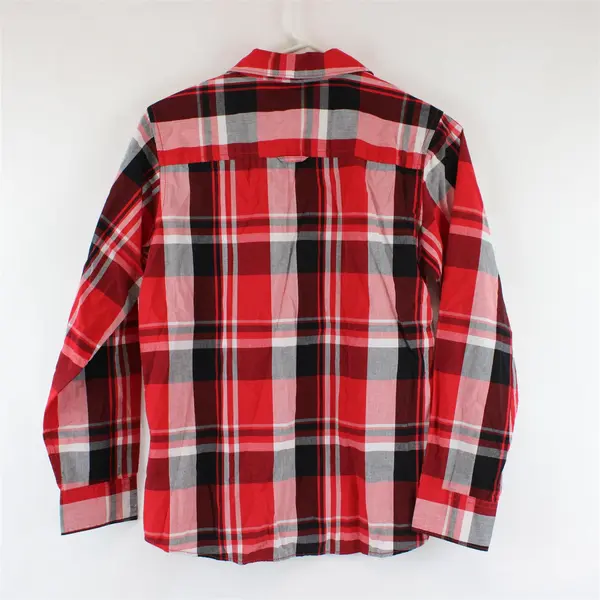 Urban Pipeline Boys Large Red Plaid Long Sleeve Button Front Shirt