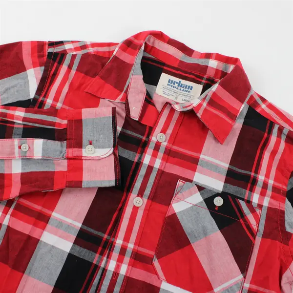 Urban Pipeline Boys Large Red Plaid Long Sleeve Button Front Shirt
