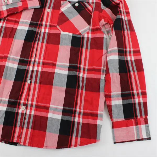 Urban Pipeline Boys Large Red Plaid Long Sleeve Button Front Shirt