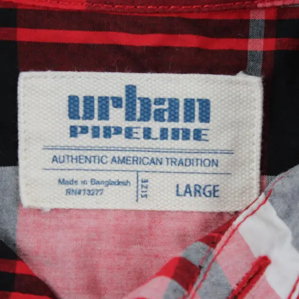 Urban Pipeline Boys Large Red Plaid Long Sleeve Button Front Shirt