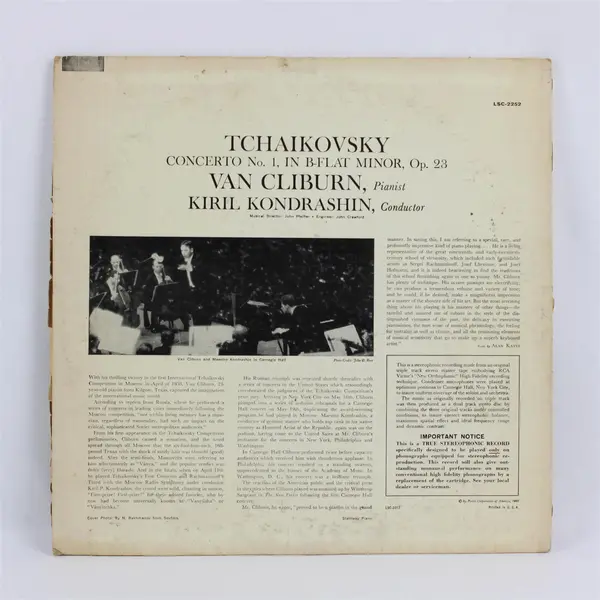 Tchaikovsky Concerto No 1 12" Vinyl Record 