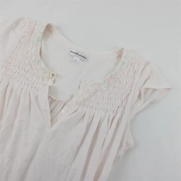 Miss Elaine Light Pink Embroidered Floral Nightgown Size S