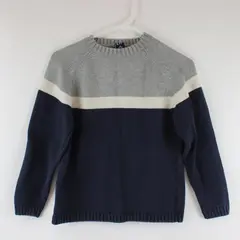 GAP Boy's Gray White and Blue Knitted Pullover Sweater Size M