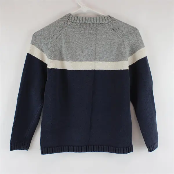 GAP Boy's Gray White and Blue Knitted Pullover Sweater Size M