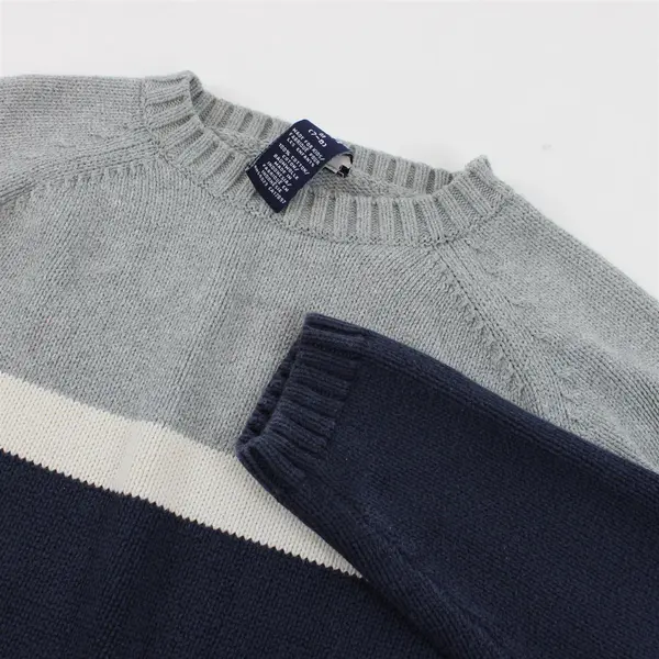 GAP Boy's Gray White and Blue Knitted Pullover Sweater Size M