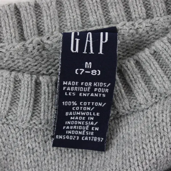 GAP Boy's Gray White and Blue Knitted Pullover Sweater Size M