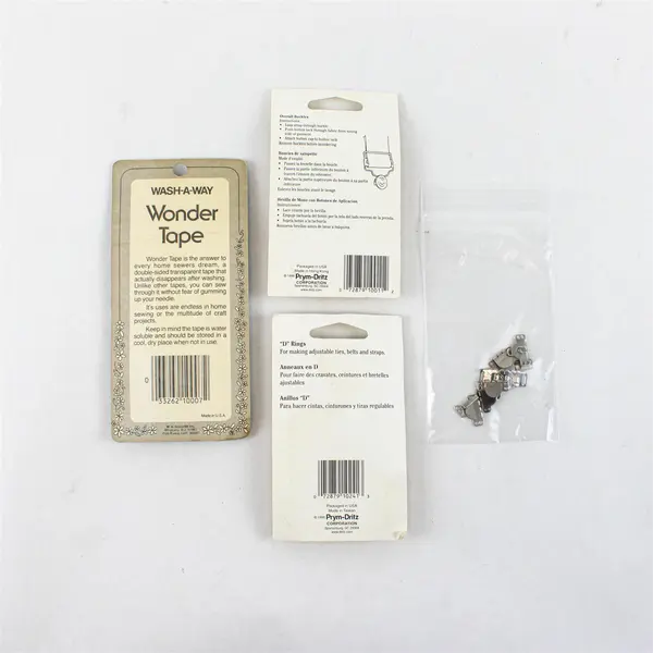 Lot of 4 Sewing Accessories Hook & Eye Wonder Tape D Rings Buckles Buttons