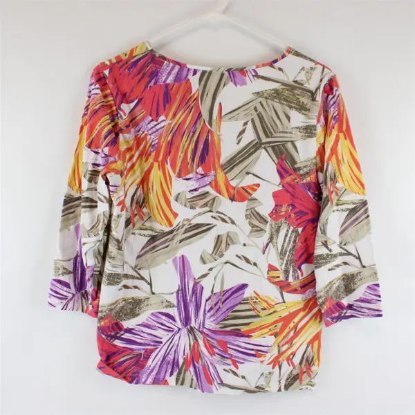 Chico's Women's Multicolor Floral Print 3/4 Sleeve Shirt Size 1