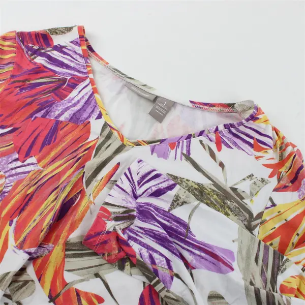 Chico's Women's Multicolor Floral Print 3/4 Sleeve Shirt Size 1