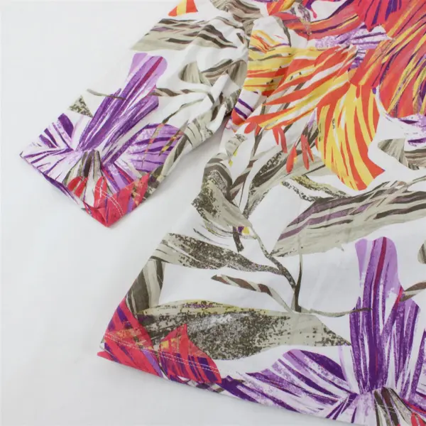 Chico's Women's Multicolor Floral Print 3/4 Sleeve Shirt Size 1