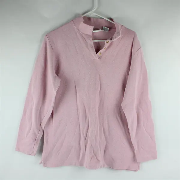 Jason Maxwell Women's L Light Pink Quarter Button Pullover Sweater