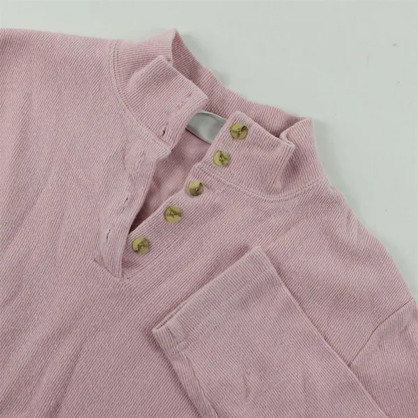 Jason Maxwell Women's L Light Pink Quarter Button Pullover Sweater