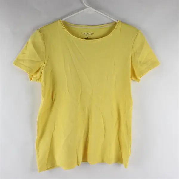 Charter Club Yellow Pima Cotton Short Sleeve Crew Neck T-Shirt Women's M