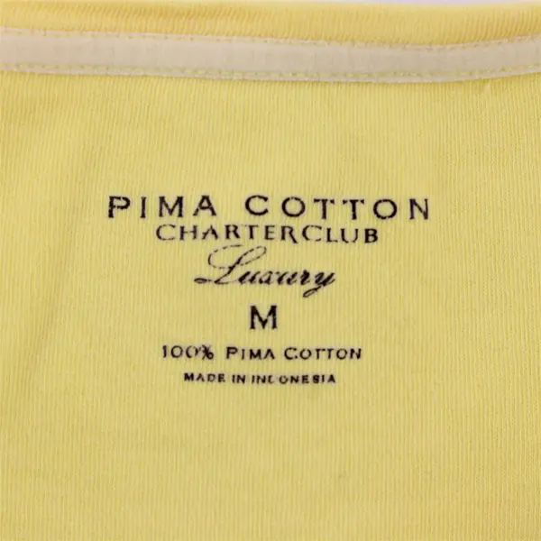Charter Club Yellow Pima Cotton Short Sleeve Crew Neck T-Shirt Women's M