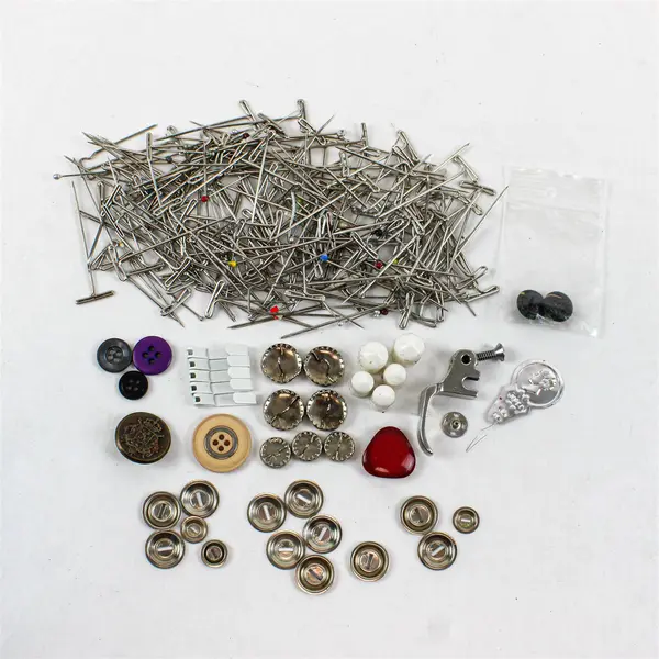 Lot of Assorted Sewing Accessories Buttons Pins Needle Threader Rubber Tips