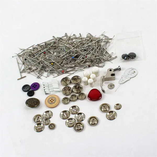 Lot of Assorted Sewing Accessories Buttons Pins Needle Threader Rubber Tips